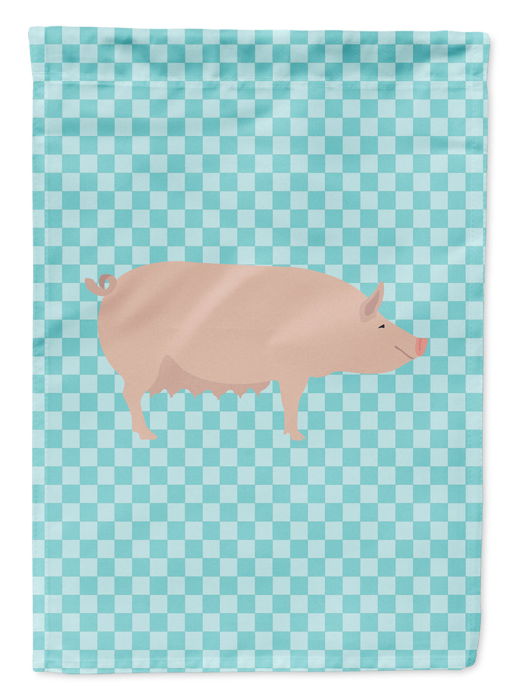 English Large White Pig Blue Check Garden Flag Mailbox Decorative Yard Banner Outside Patio Artwork for Flower Beds, Garden Size, Multicolor