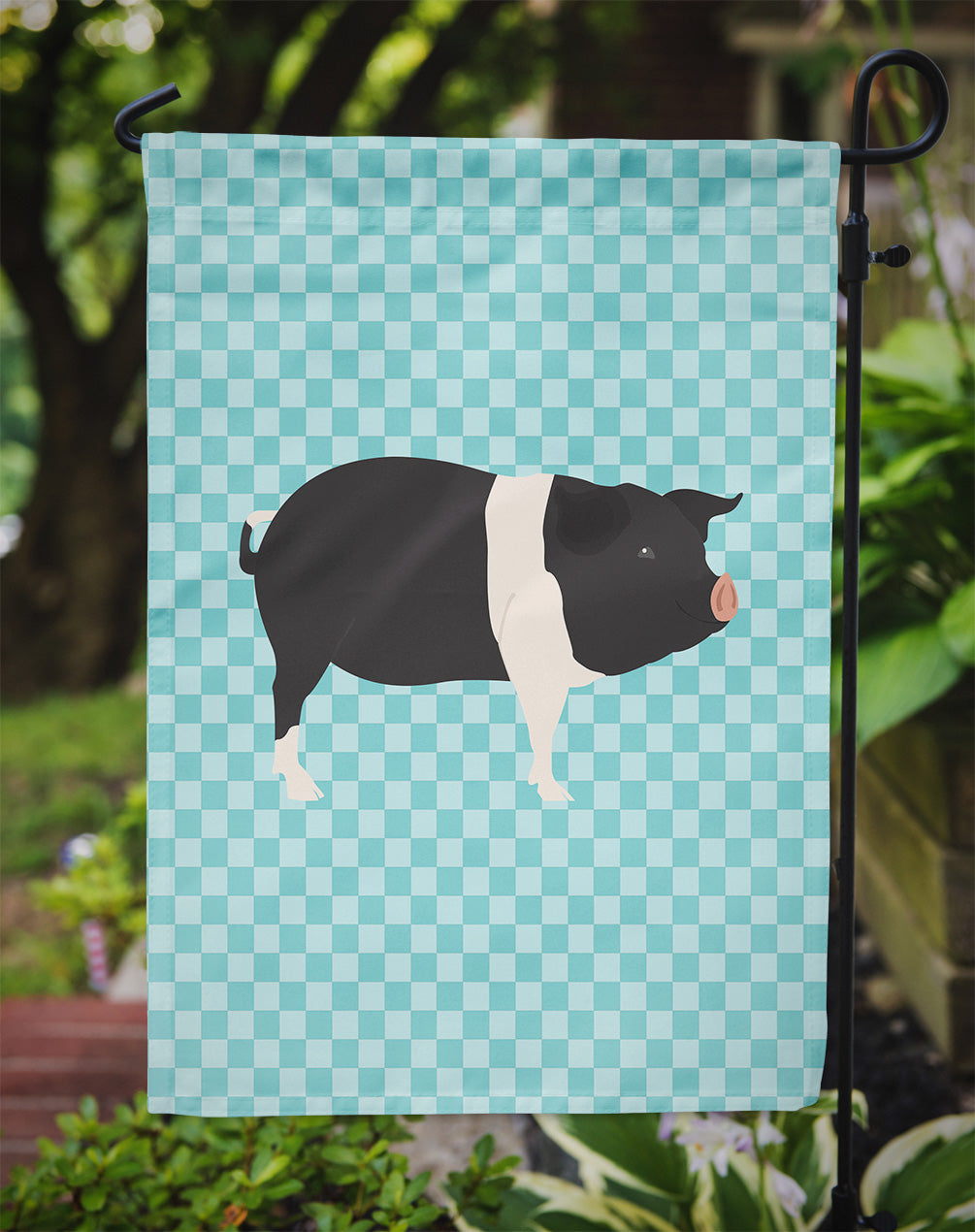 Hampshire Pig Blue Check Garden Flag Mailbox Decorative Yard Banner Outside Patio Artwork for Flower Beds, Garden Size, Multicolor