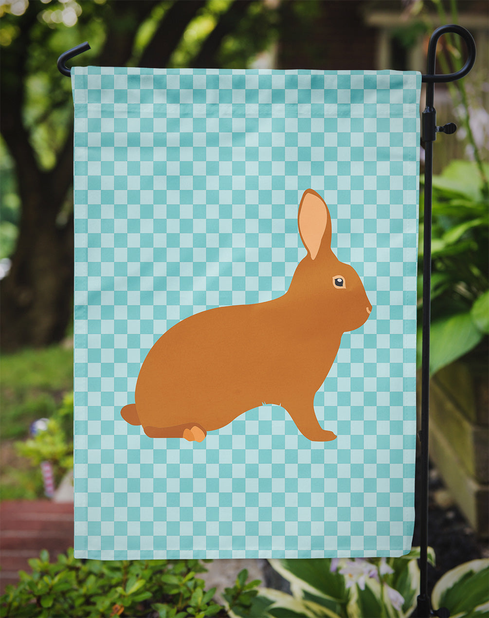 Rex Rabbit Blue Check Garden Flag Mailbox Decorative Yard Banner Outside Patio Artwork for Flower Beds, Garden Size, Multicolor