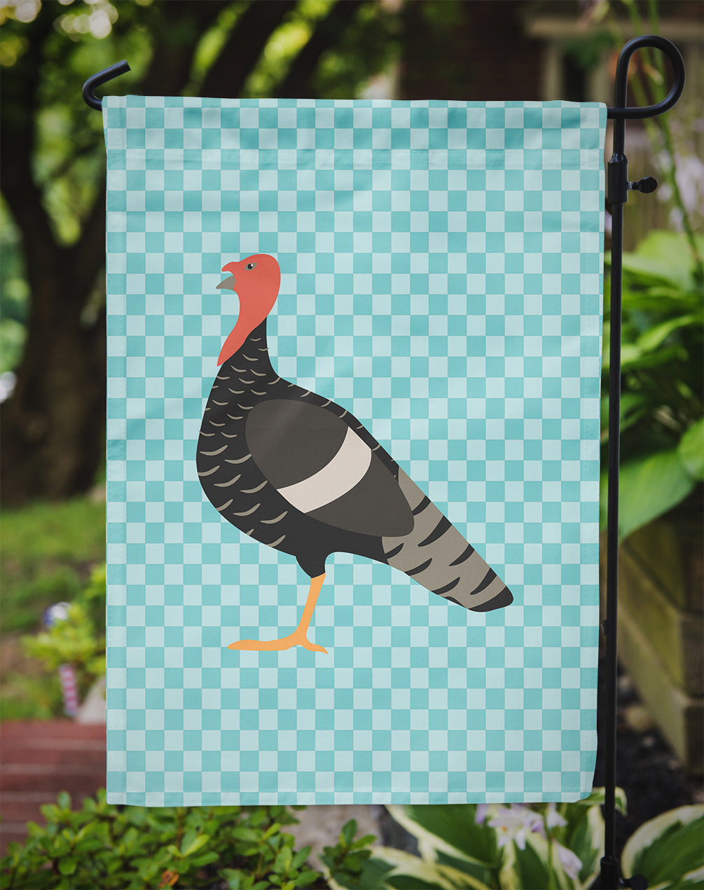 Marragansett Turkey Blue Check Garden Flag Mailbox Decorative Yard Banner Outside Patio Artwork for Flower Beds, Garden Size, Multicolor