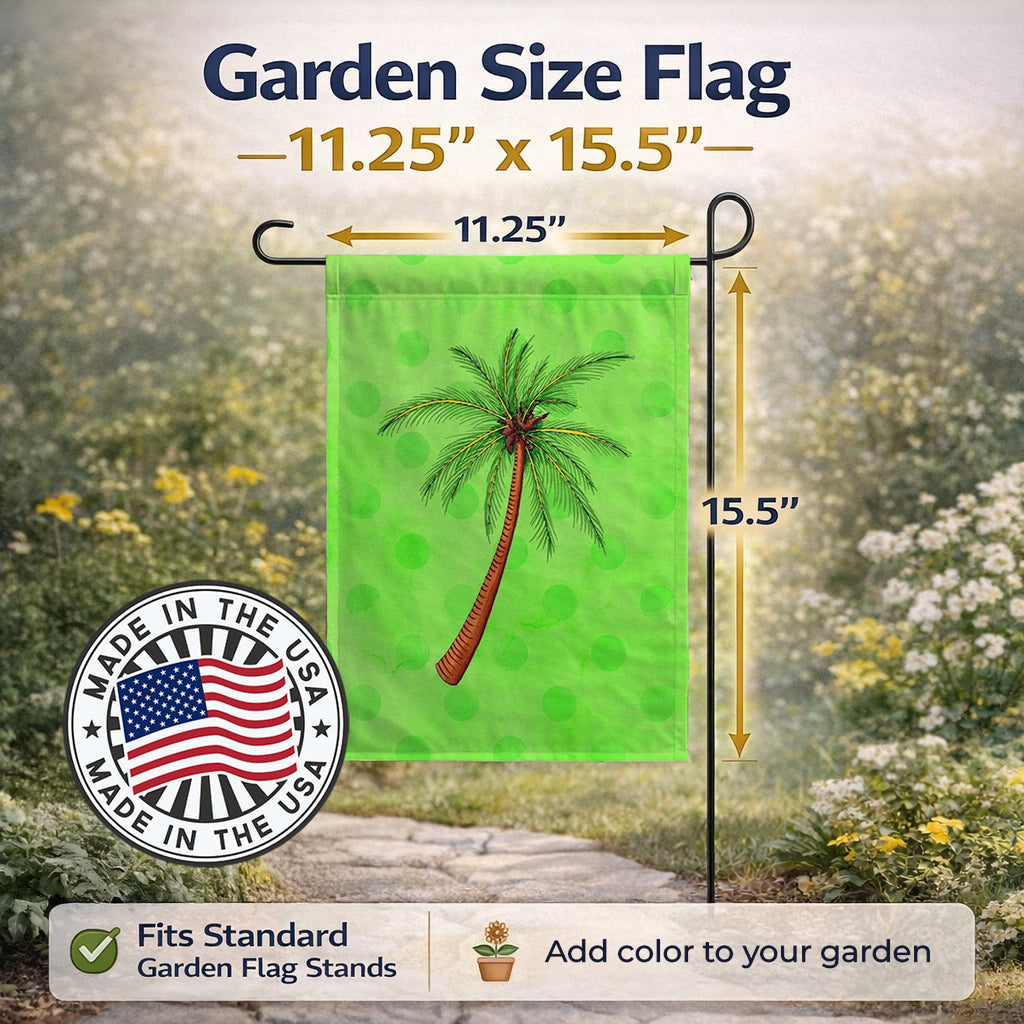 Palm Tree Green Polkadot Garden Flag Mailbox Decorative Yard Banner Outside Patio Artwork for Flower Beds, Garden Size, Multicolor