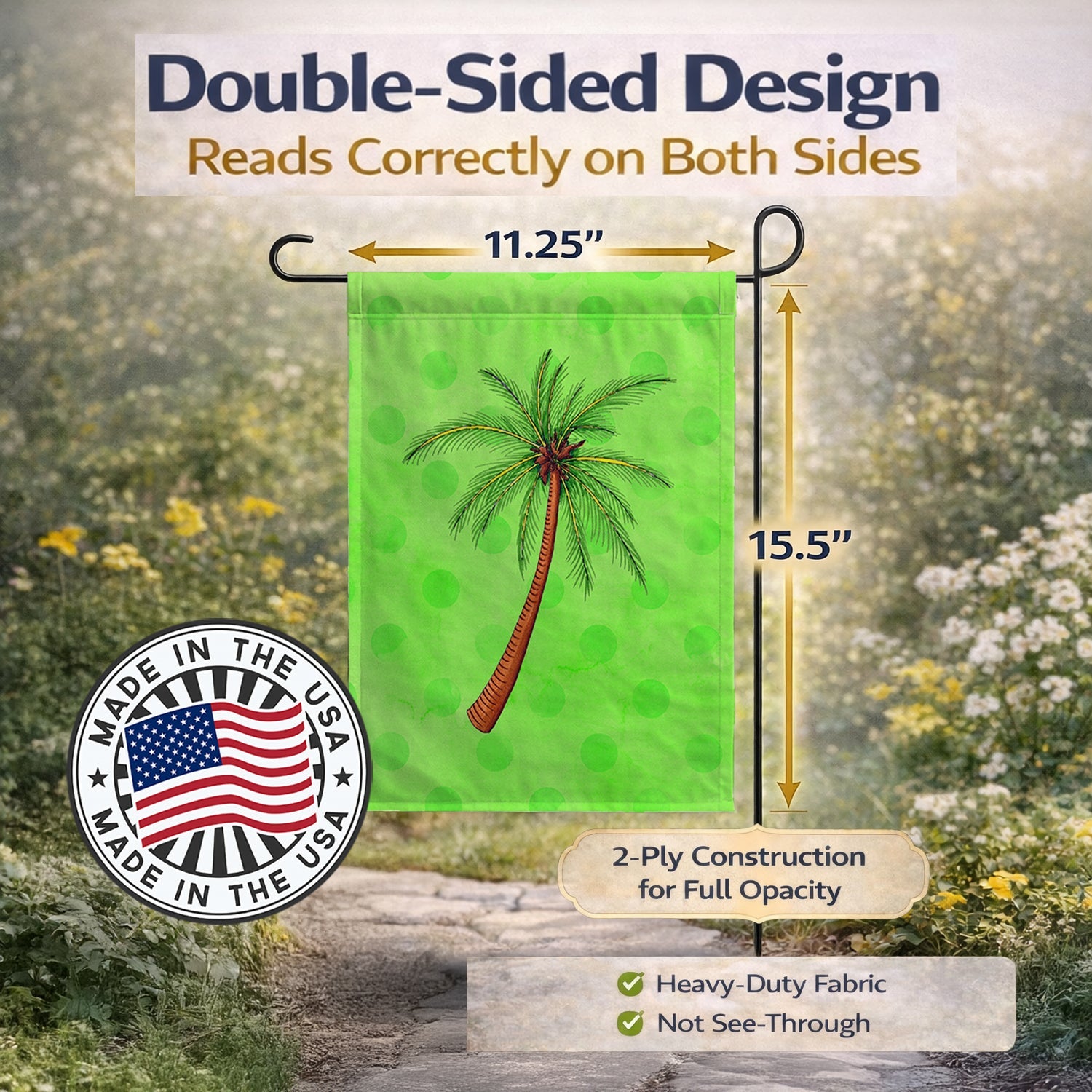 Palm Tree Green Polkadot Garden Flag Mailbox Decorative Yard Banner Outside Patio Artwork for Flower Beds, Garden Size, Multicolor