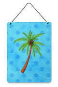 Palm Tree Blue Polkadot Wall or Door Hanging Prints Aluminum Metal Sign Kitchen Wall Bar Bathroom Plaque Home Decor Front Door Plaque, 12x16, Multicolor