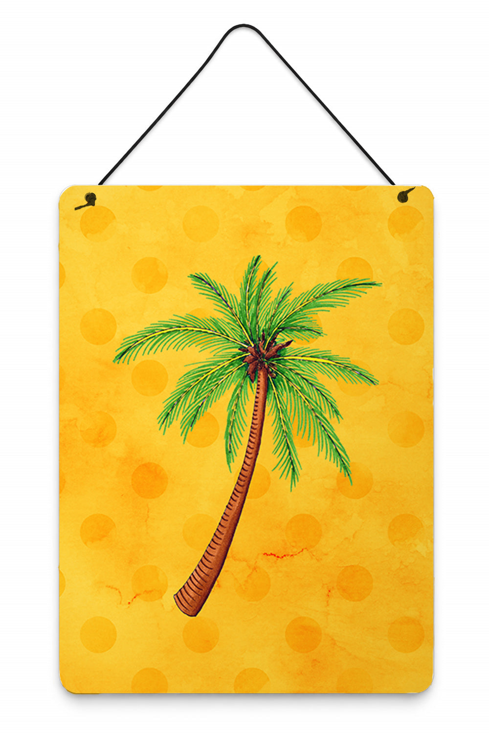 Palm Tree Yellow Polkadot Wall or Door Hanging Prints Aluminum Metal Sign Kitchen Wall Bar Bathroom Plaque Home Decor Front Door Plaque, 12x16, Multicolor