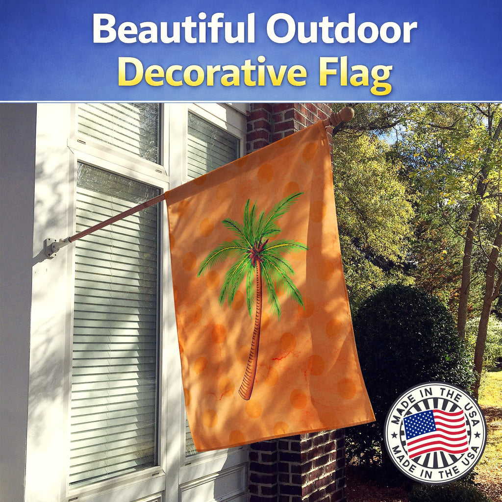 Palm Tree Orange Polkadot House Flag 28x40 Porch Sleeve Pole Decorative Outside Yard Banner Artwork Wall Hanging, Polyester