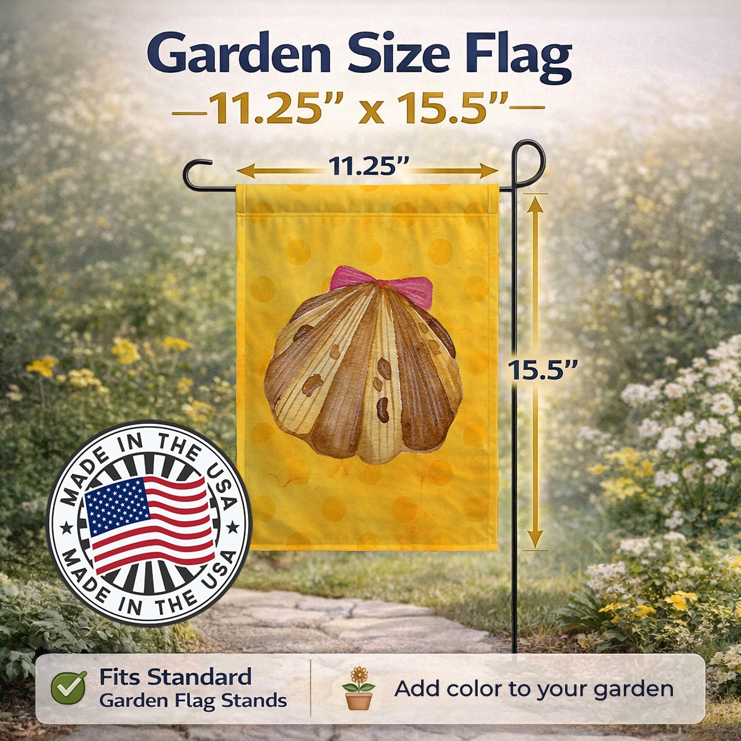 Sea Shell Yellow Polkadot Garden Flag Mailbox Decorative Yard Banner Outside Patio Artwork for Flower Beds, Garden Size, Multicolor