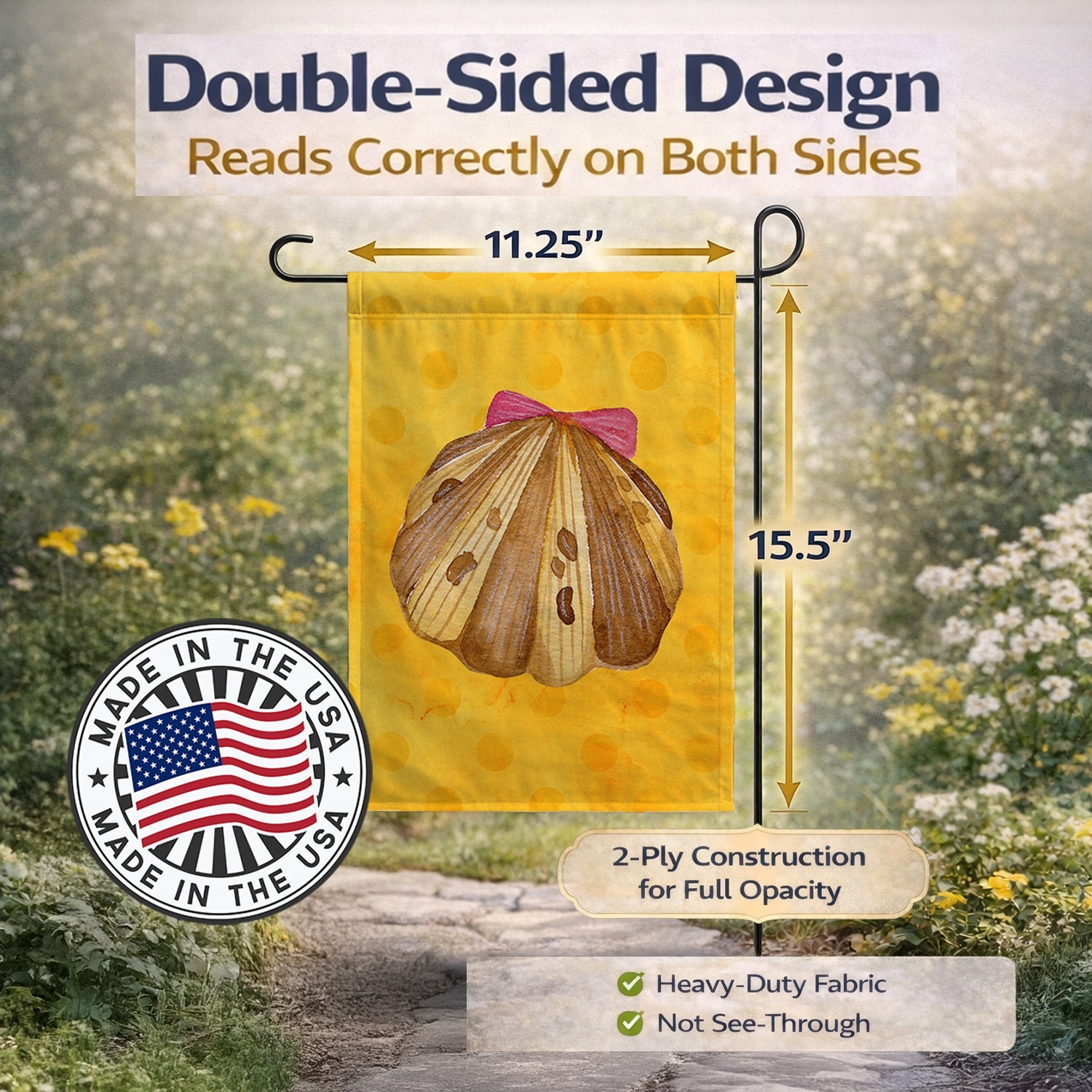 Sea Shell Yellow Polkadot Garden Flag Mailbox Decorative Yard Banner Outside Patio Artwork for Flower Beds, Garden Size, Multicolor