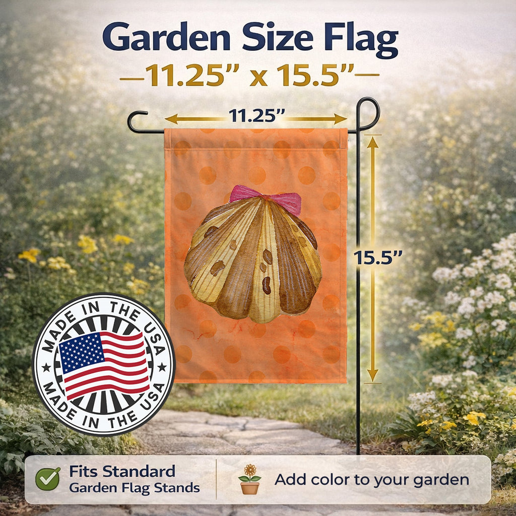 Sea Shell Orange Polkadot Garden Flag Mailbox Decorative Yard Banner Outside Patio Artwork for Flower Beds, Garden Size, Multicolor