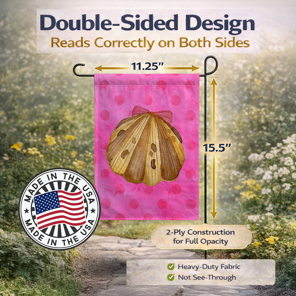 Sea Shell Pink Polkadot Garden Flag Mailbox Decorative Yard Banner Outside Patio Artwork for Flower Beds, Garden Size, Multicolor