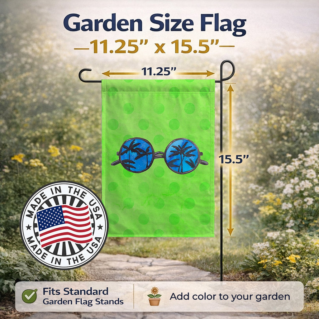 Sunglasses Green Polkadot Garden Flag Mailbox Decorative Yard Banner Outside Patio Artwork for Flower Beds, Garden Size, Multicolor