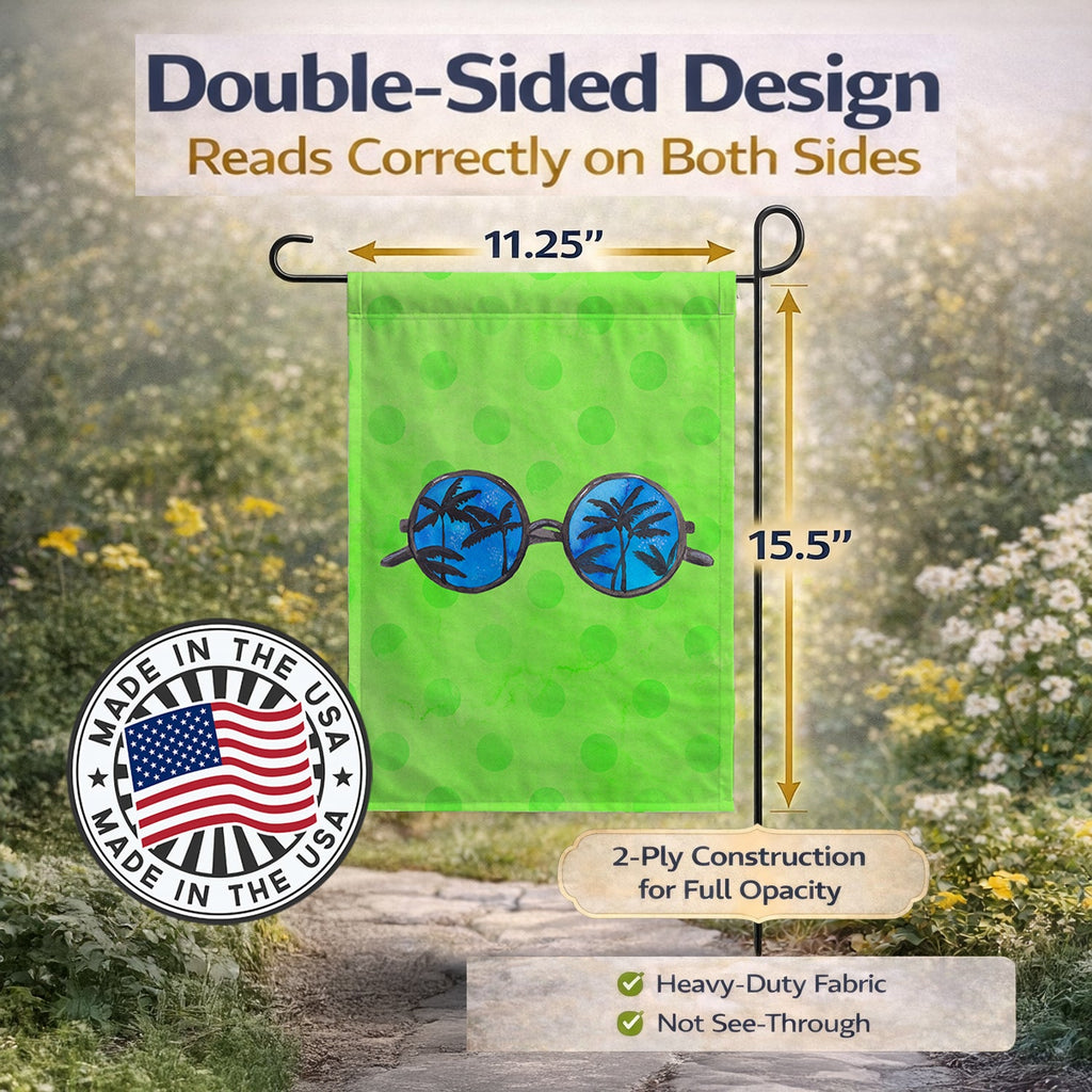 Sunglasses Green Polkadot Garden Flag Mailbox Decorative Yard Banner Outside Patio Artwork for Flower Beds, Garden Size, Multicolor