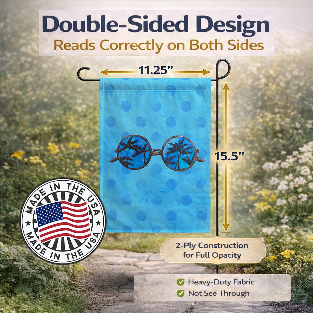 Sunglasses Blue Polkadot Garden Flag Mailbox Decorative Yard Banner Outside Patio Artwork for Flower Beds, Garden Size, Multicolor