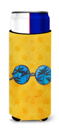 Sunglasses Yellow Polkadot Slim Can Hugger , Insulated Foam Hugger for 12 oz Slim Cans, Beer Bottles & Water Bottles, Printed in USA