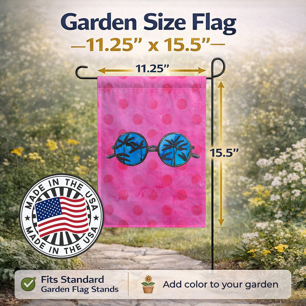 Sunglasses Pink Polkadot Garden Flag Mailbox Decorative Yard Banner Outside Patio Artwork for Flower Beds, Garden Size, Multicolor