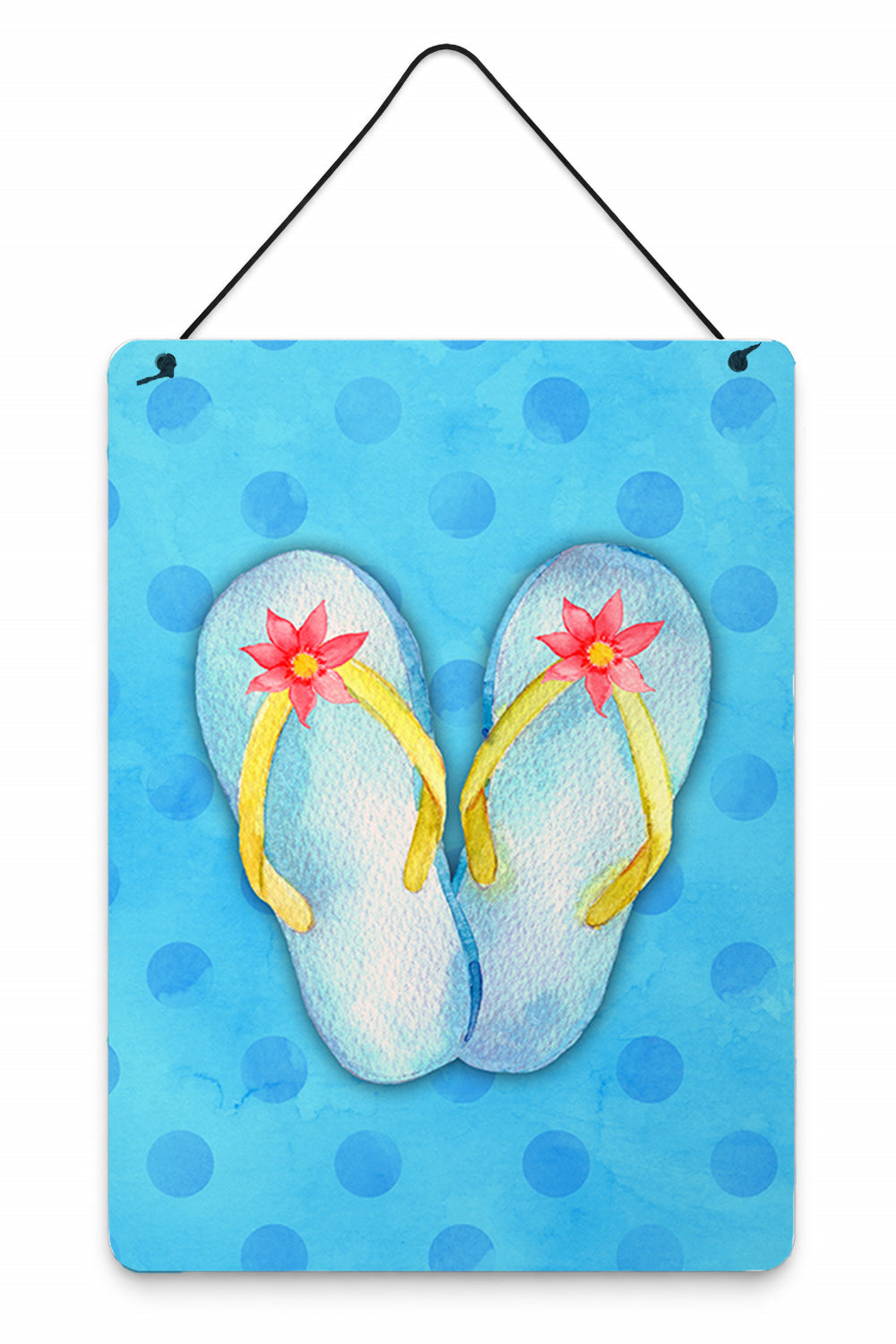 Flip Flops Blue Polkadot Wall or Door Hanging Prints Aluminum Metal Sign Kitchen Wall Bar Bathroom Plaque Home Decor Front Door Plaque, 12x16, Multicolor