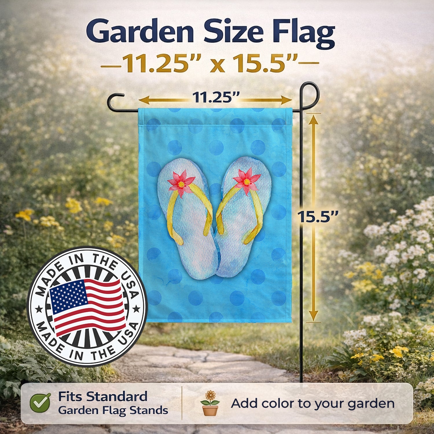 Flip Flops Blue Polkadot Garden Flag Mailbox Decorative Yard Banner Outside Patio Artwork for Flower Beds, Garden Size, Multicolor