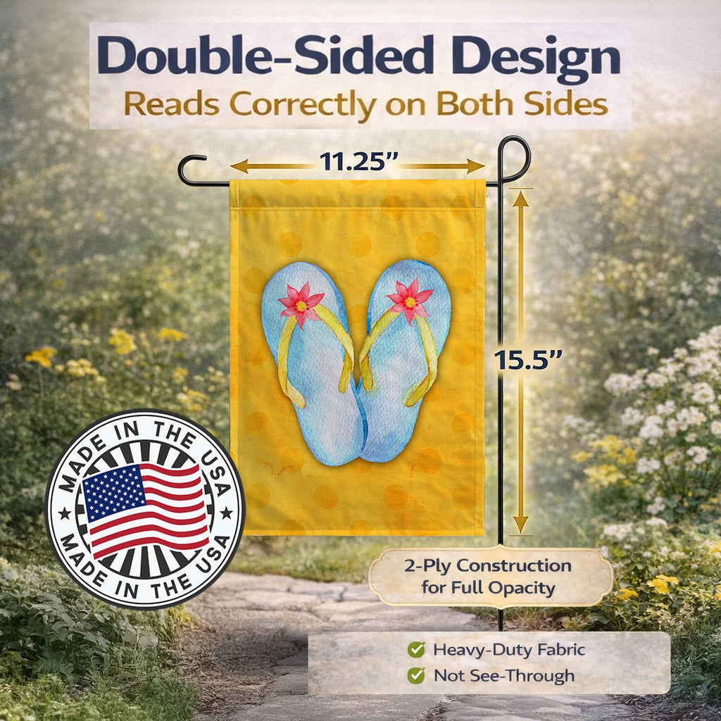 Flip Flops Yellow Polkadot Garden Flag Mailbox Decorative Yard Banner Outside Patio Artwork for Flower Beds, Garden Size, Multicolor