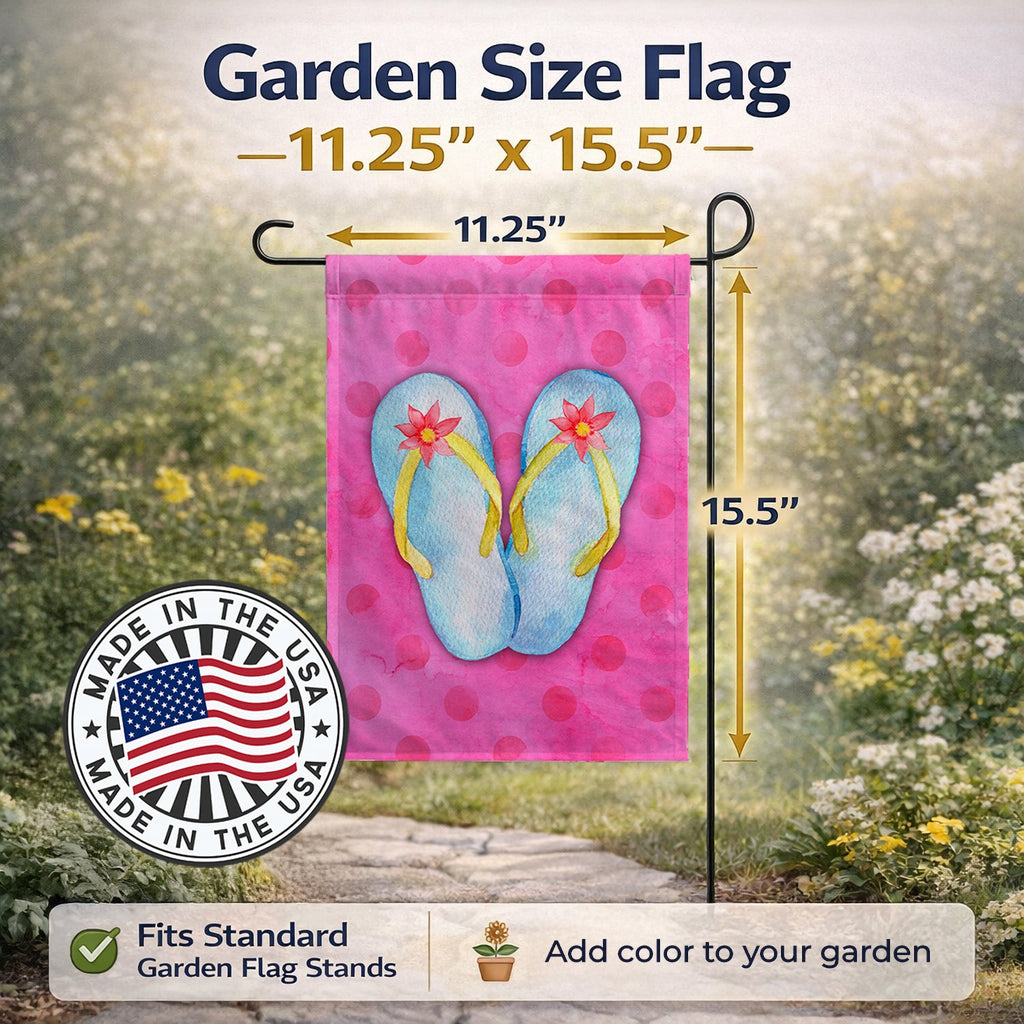Flip Flops Pink Polkadot Garden Flag Mailbox Decorative Yard Banner Outside Patio Artwork for Flower Beds, Garden Size, Multicolor