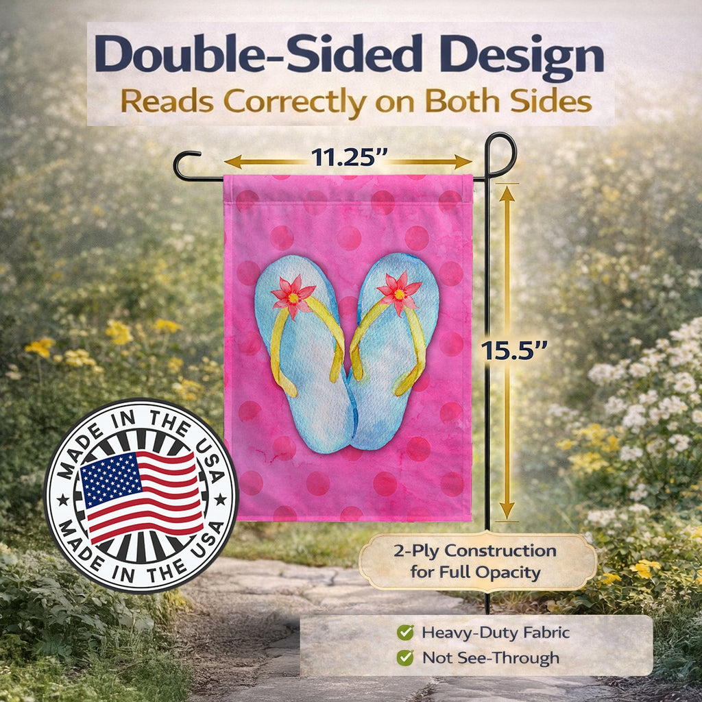 Flip Flops Pink Polkadot Garden Flag Mailbox Decorative Yard Banner Outside Patio Artwork for Flower Beds, Garden Size, Multicolor