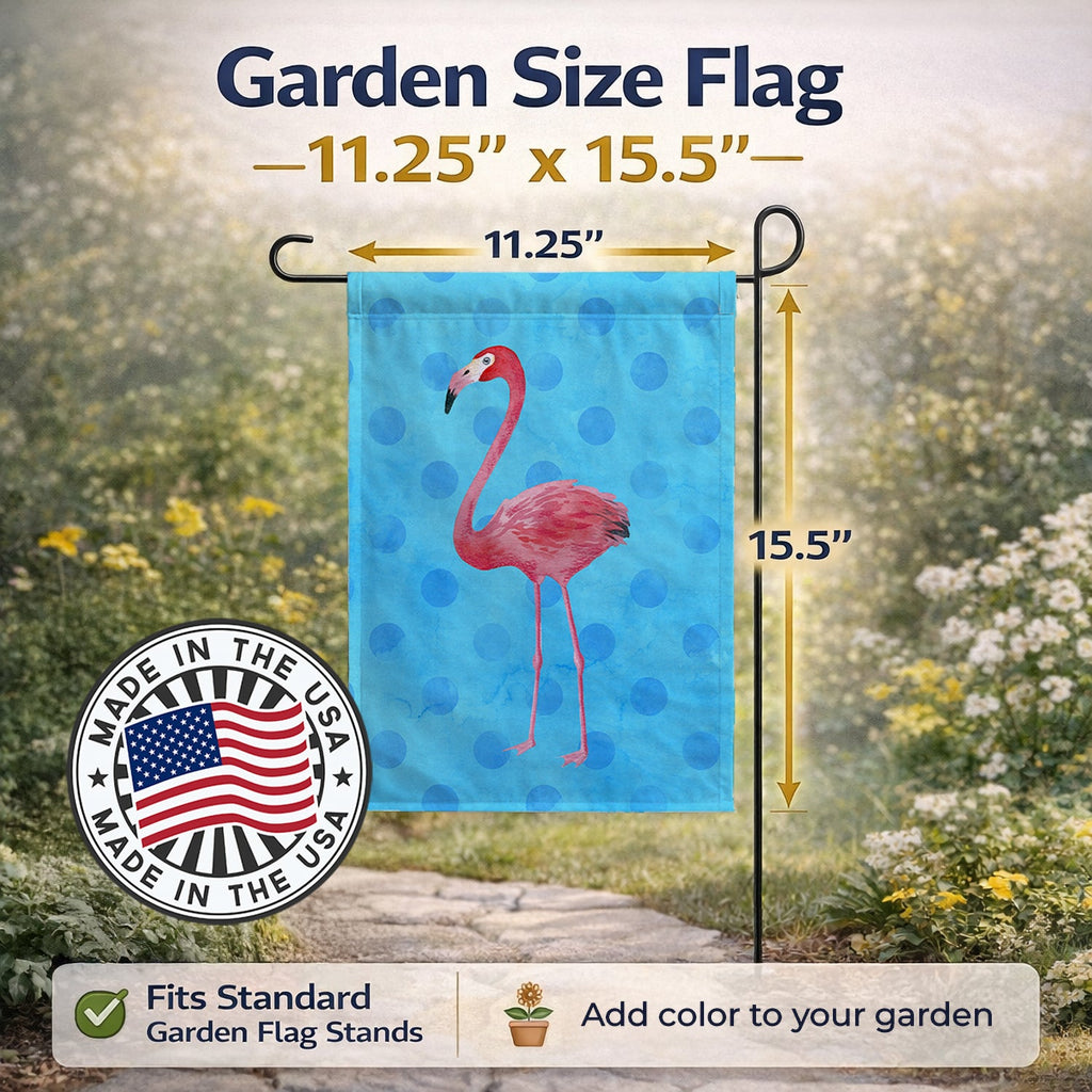 Flamingo Blue Polkadot Garden Flag Mailbox Decorative Yard Banner Outside Patio Artwork for Flower Beds, Garden Size, Multicolor