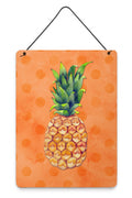 Pineapple Orange Polkadot Wall or Door Hanging Prints Aluminum Metal Sign Kitchen Wall Bar Bathroom Plaque Home Decor Front Door Plaque, 12x16, Multicolor