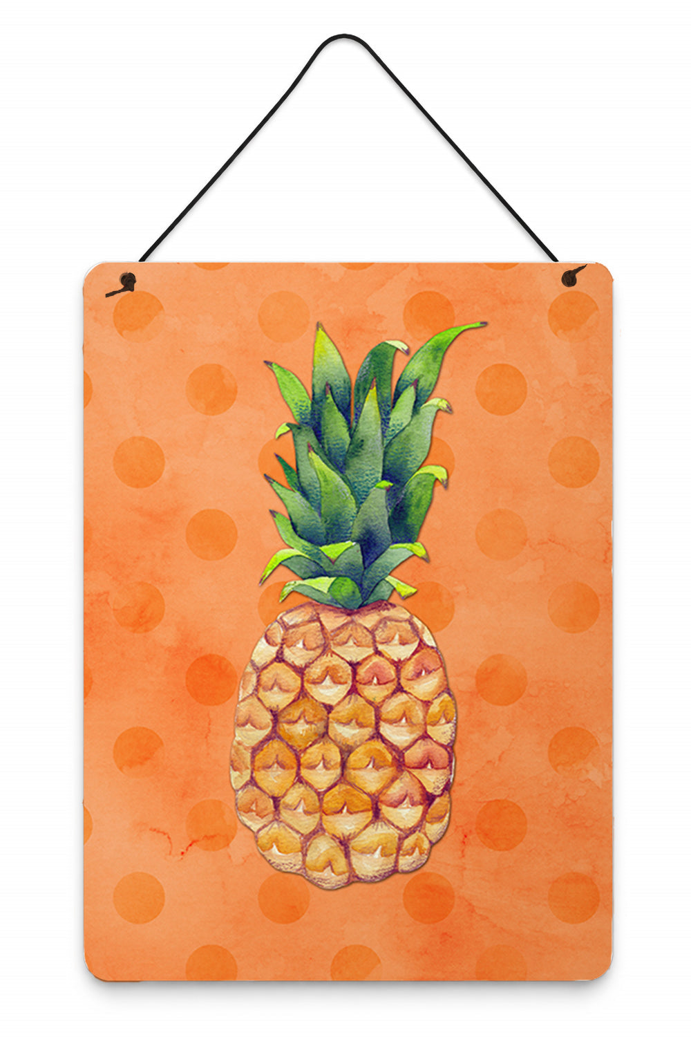Pineapple Orange Polkadot Wall or Door Hanging Prints Aluminum Metal Sign Kitchen Wall Bar Bathroom Plaque Home Decor Front Door Plaque, 12x16, Multicolor