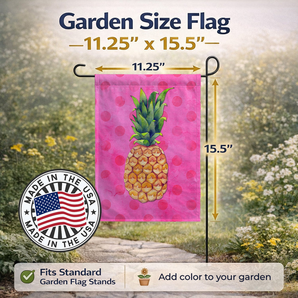 Pineapple Pink Polkadot Garden Flag Mailbox Decorative Yard Banner Outside Patio Artwork for Flower Beds, Garden Size, Multicolor