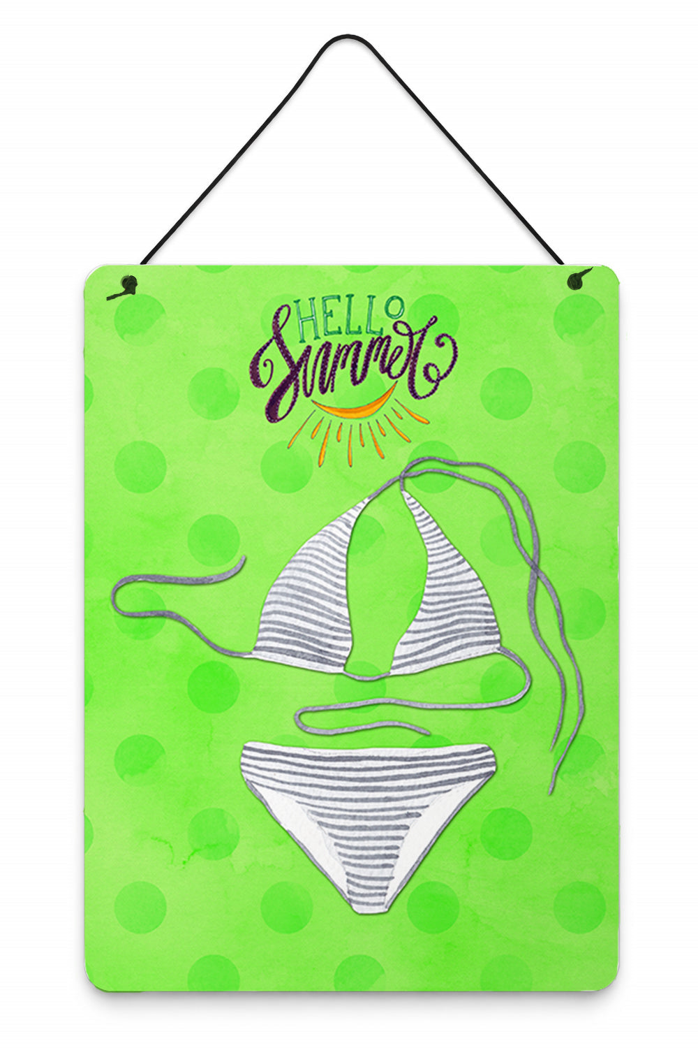 Bikini Swimsuit Green Polkadot Wall or Door Hanging Prints Aluminum Metal Sign Kitchen Wall Bar Bathroom Plaque Home Decor Front Door Plaque, 12x16, Multicolor