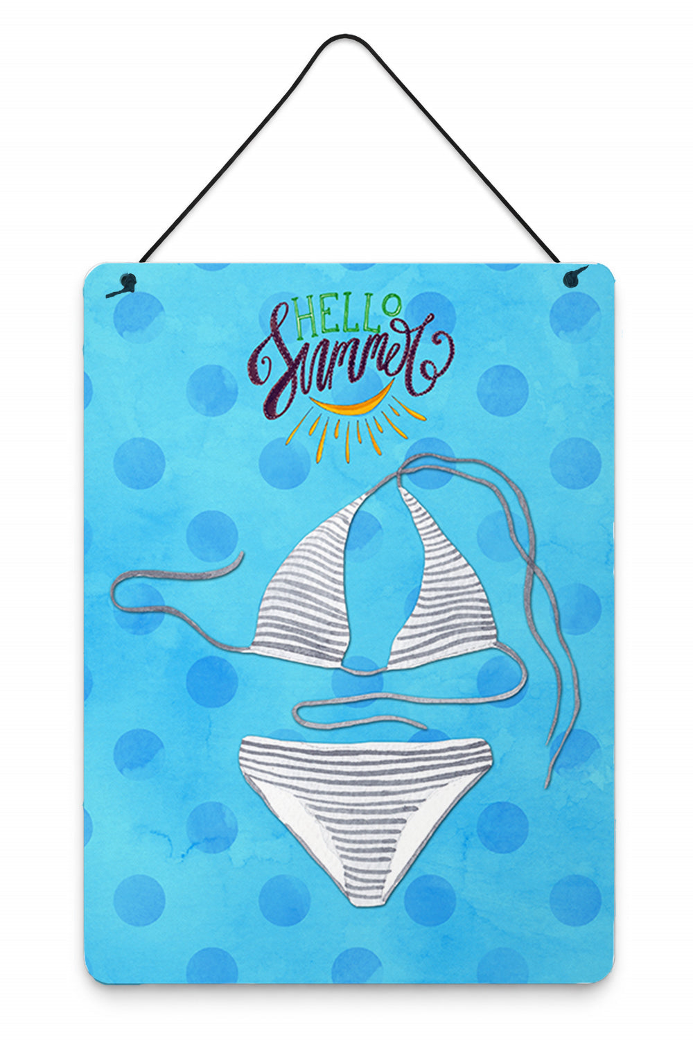 Bikini Swimsuit Blue Polkadot Wall or Door Hanging Prints Aluminum Metal Sign Kitchen Wall Bar Bathroom Plaque Home Decor Front Door Plaque, 12x16, Multicolor