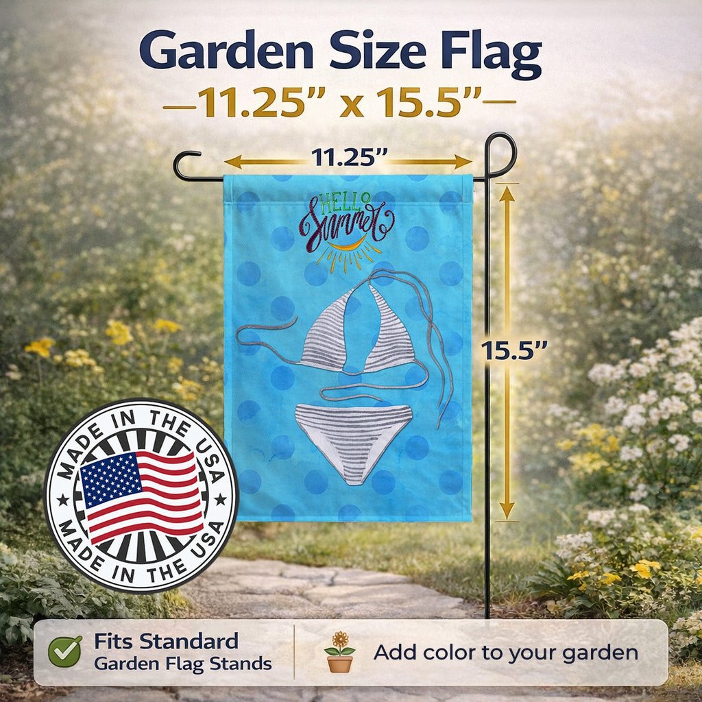 Bikini Swimsuit Blue Polkadot Garden Flag Mailbox Decorative Yard Banner Outside Patio Artwork for Flower Beds, Garden Size, Multicolor