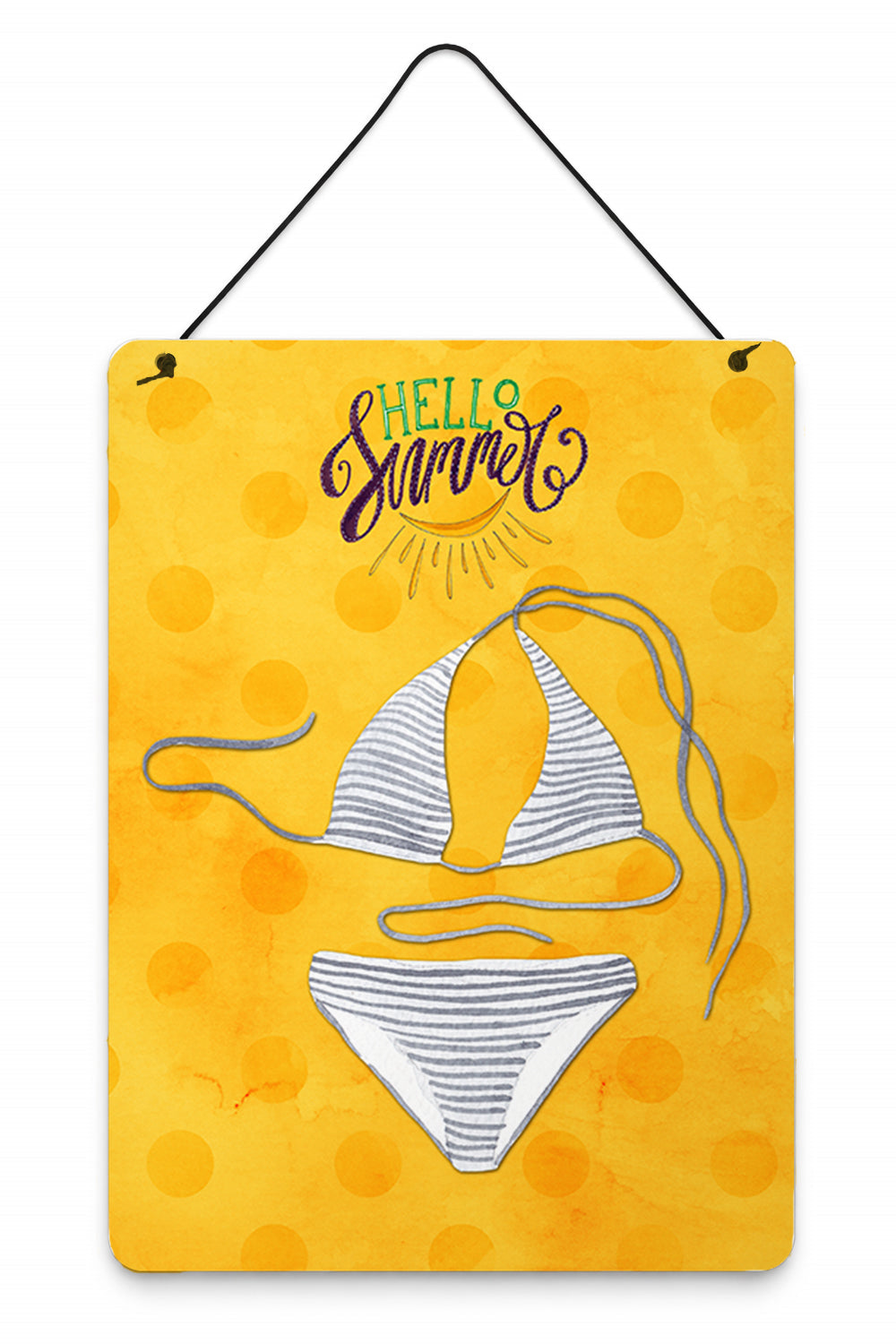 Bikini Swimsuit Yellow Polkadot Wall or Door Hanging Prints Aluminum Metal Sign Kitchen Wall Bar Bathroom Plaque Home Decor Front Door Plaque, 12x16, Multicolor