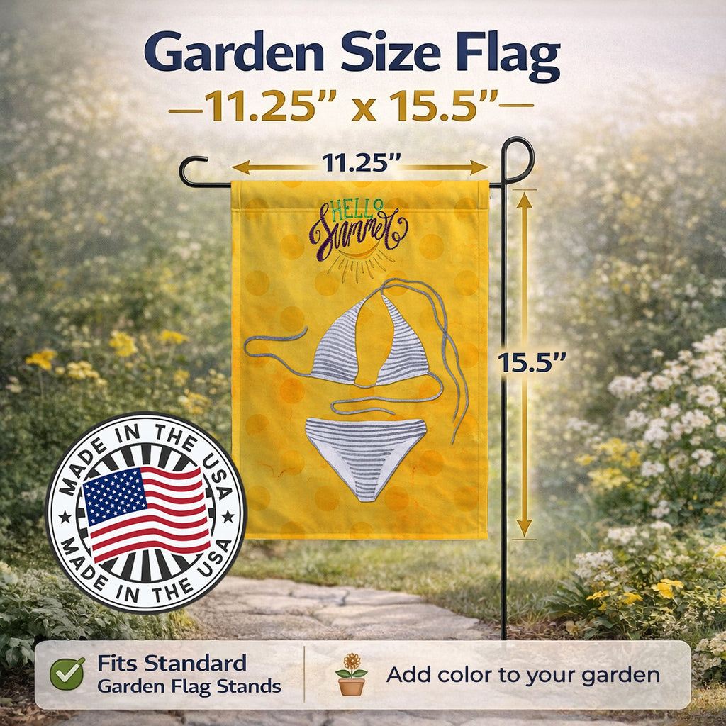 Bikini Swimsuit Yellow Polkadot Garden Flag Mailbox Decorative Yard Banner Outside Patio Artwork for Flower Beds, Garden Size, Multicolor