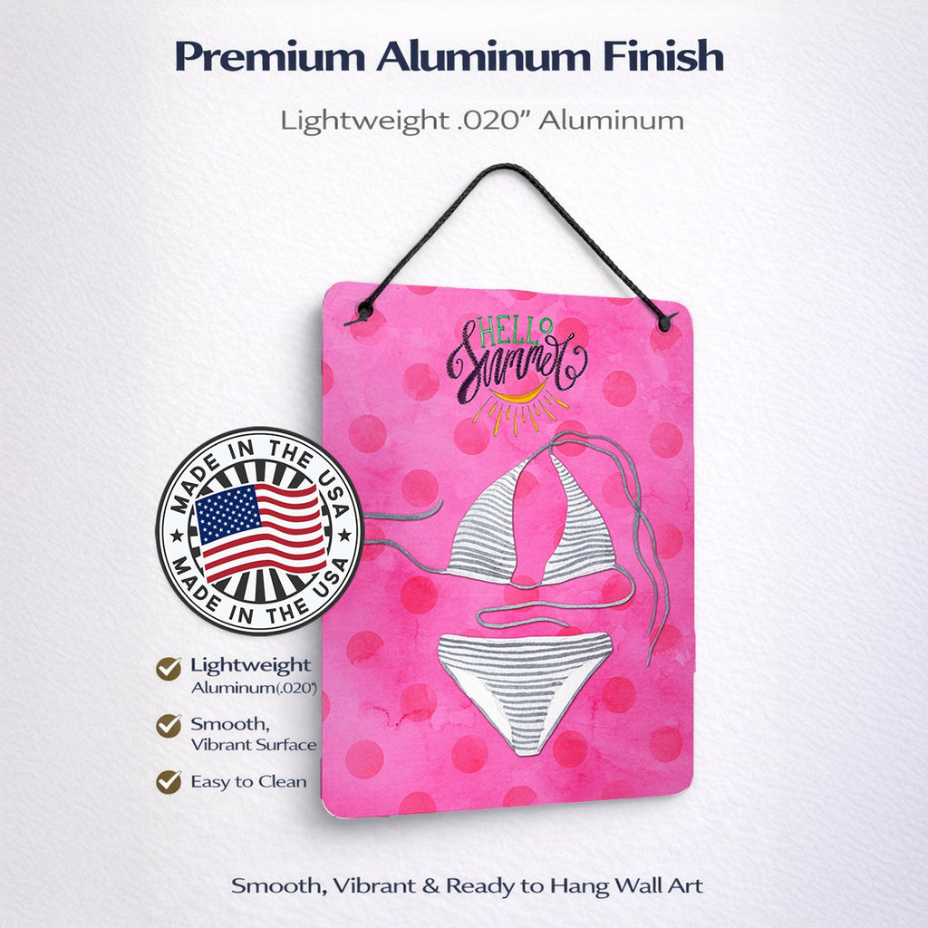 Bikini Swimsuit Pink Polkadot Wall or Door Hanging Prints Aluminum Metal Sign Kitchen Wall Bar Bathroom Plaque Home Decor Front Door Plaque, 12x16, Multicolor