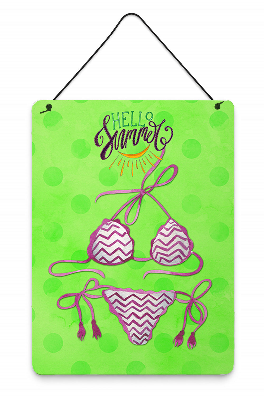 Bikini Swimsuit Green Polkadot Wall or Door Hanging Prints Aluminum Metal Sign Kitchen Wall Bar Bathroom Plaque Home Decor Front Door Plaque, 12x16, Multicolor