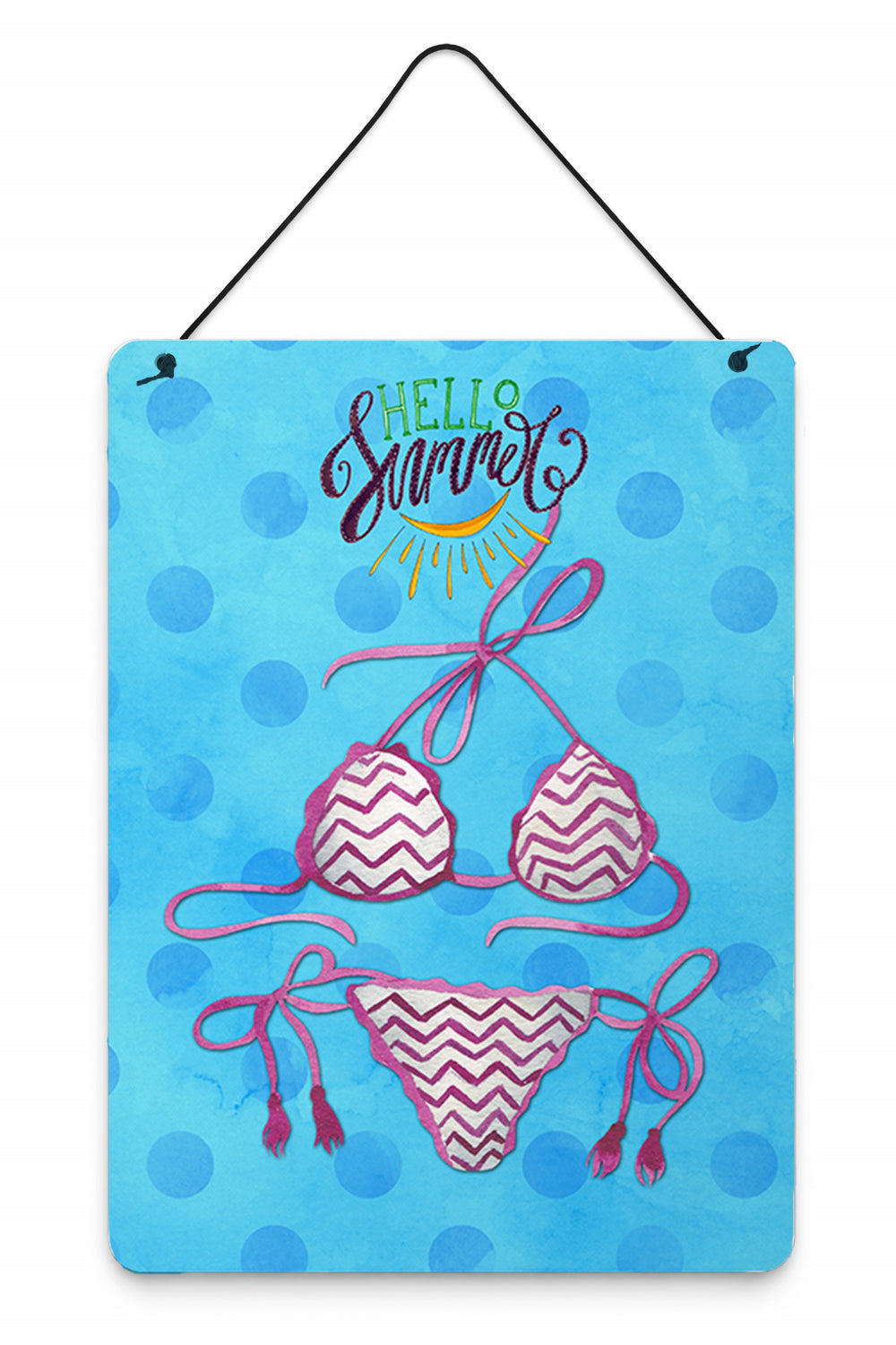 Bikini Swimsuit Blue Polkadot Wall or Door Hanging Prints Aluminum Metal Sign Kitchen Wall Bar Bathroom Plaque Home Decor Front Door Plaque, 12x16, Multicolor