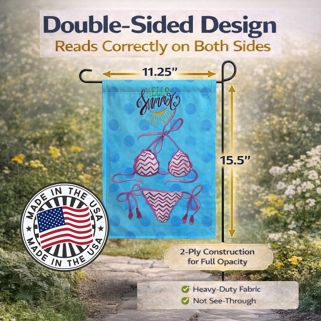 Bikini Swimsuit Blue Polkadot Garden Flag Mailbox Decorative Yard Banner Outside Patio Artwork for Flower Beds, Garden Size, Multicolor
