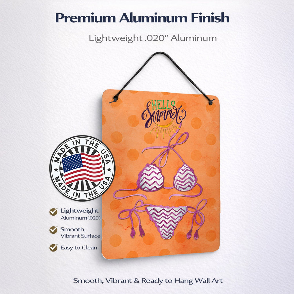 Bikini Swimsuit Orange Polkadot Wall or Door Hanging Prints Aluminum Metal Sign Kitchen Wall Bar Bathroom Plaque Home Decor Front Door Plaque, 12x16, Multicolor