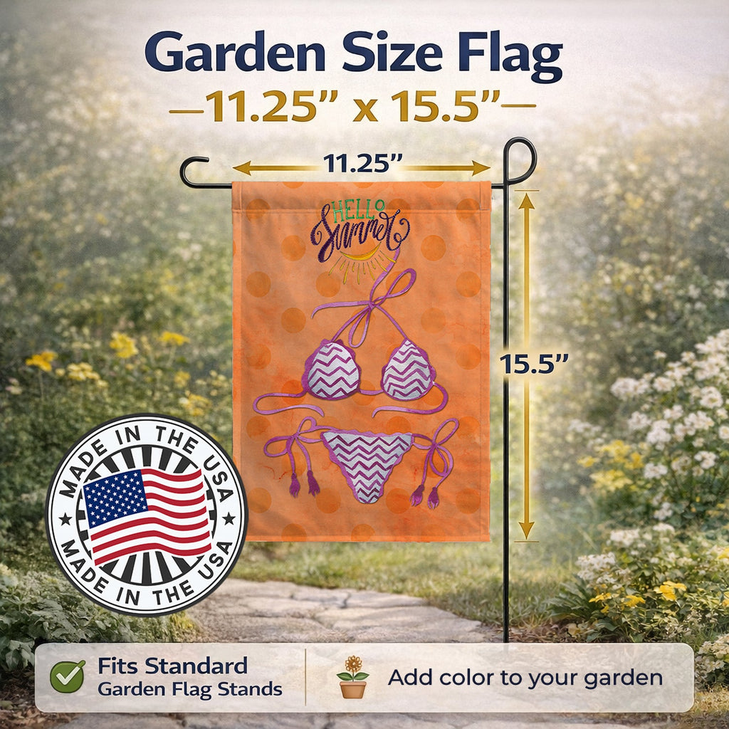 Bikini Swimsuit Orange Polkadot Garden Flag Mailbox Decorative Yard Banner Outside Patio Artwork for Flower Beds, Garden Size, Multicolor