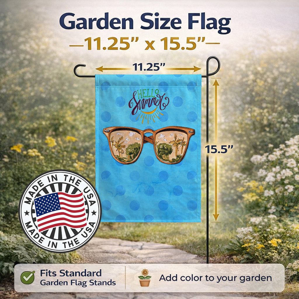 Beach Sunglasses Blue Polkadot Garden Flag Mailbox Decorative Yard Banner Outside Patio Artwork for Flower Beds, Garden Size, Multicolor