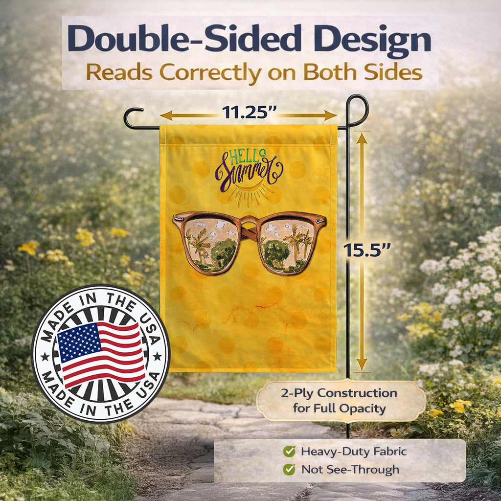 Beach Sunglasses Yellow Polkadot Garden Flag Mailbox Decorative Yard Banner Outside Patio Artwork for Flower Beds, Garden Size, Multicolor