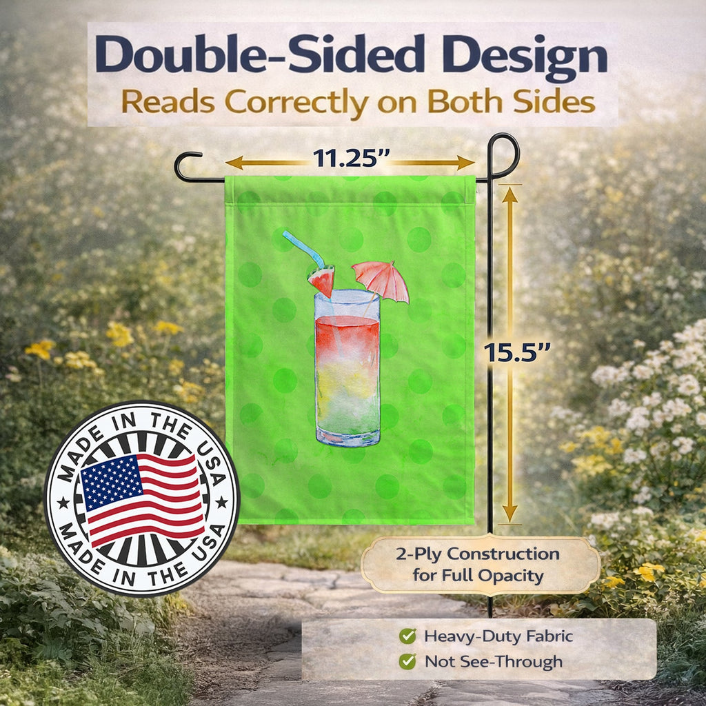 Umberella Cocktail Green Polkadot Garden Flag Mailbox Decorative Yard Banner Outside Patio Artwork for Flower Beds, Garden Size, Multicolor
