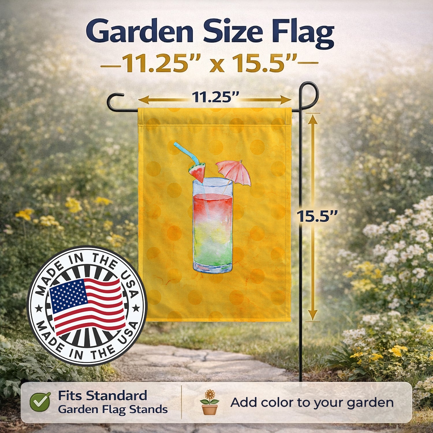 Umberella Cocktail Yellow Polkadot Garden Flag Mailbox Decorative Yard Banner Outside Patio Artwork for Flower Beds, Garden Size, Multicolor