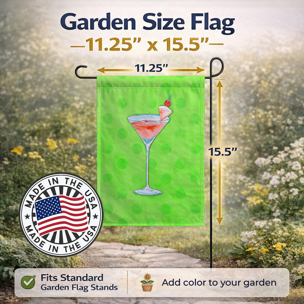 Summer Martini Green Polkadot Garden Flag Mailbox Decorative Yard Banner Outside Patio Artwork for Flower Beds, Garden Size, Multicolor