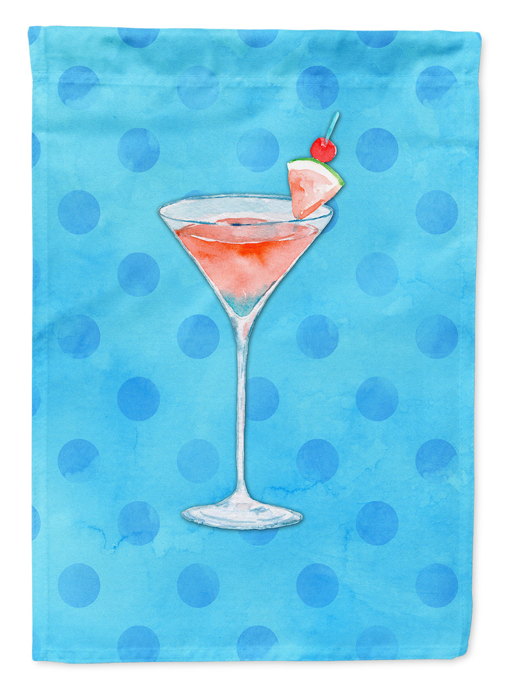 Summer Martini Blue Polkadot Garden Flag Mailbox Decorative Yard Banner Outside Patio Artwork for Flower Beds, Garden Size, Multicolor