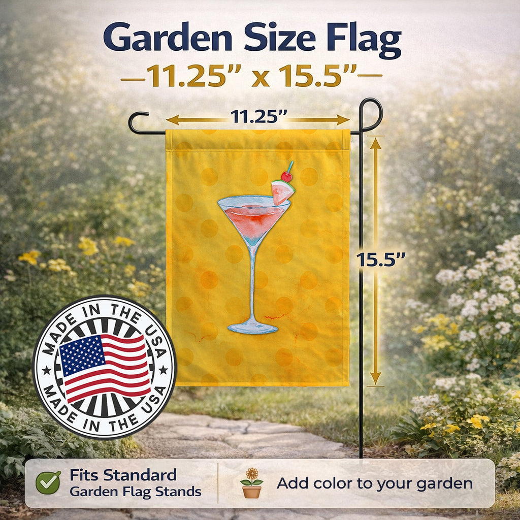 Summer Martini Yellow Polkadot Garden Flag Mailbox Decorative Yard Banner Outside Patio Artwork for Flower Beds, Garden Size, Multicolor