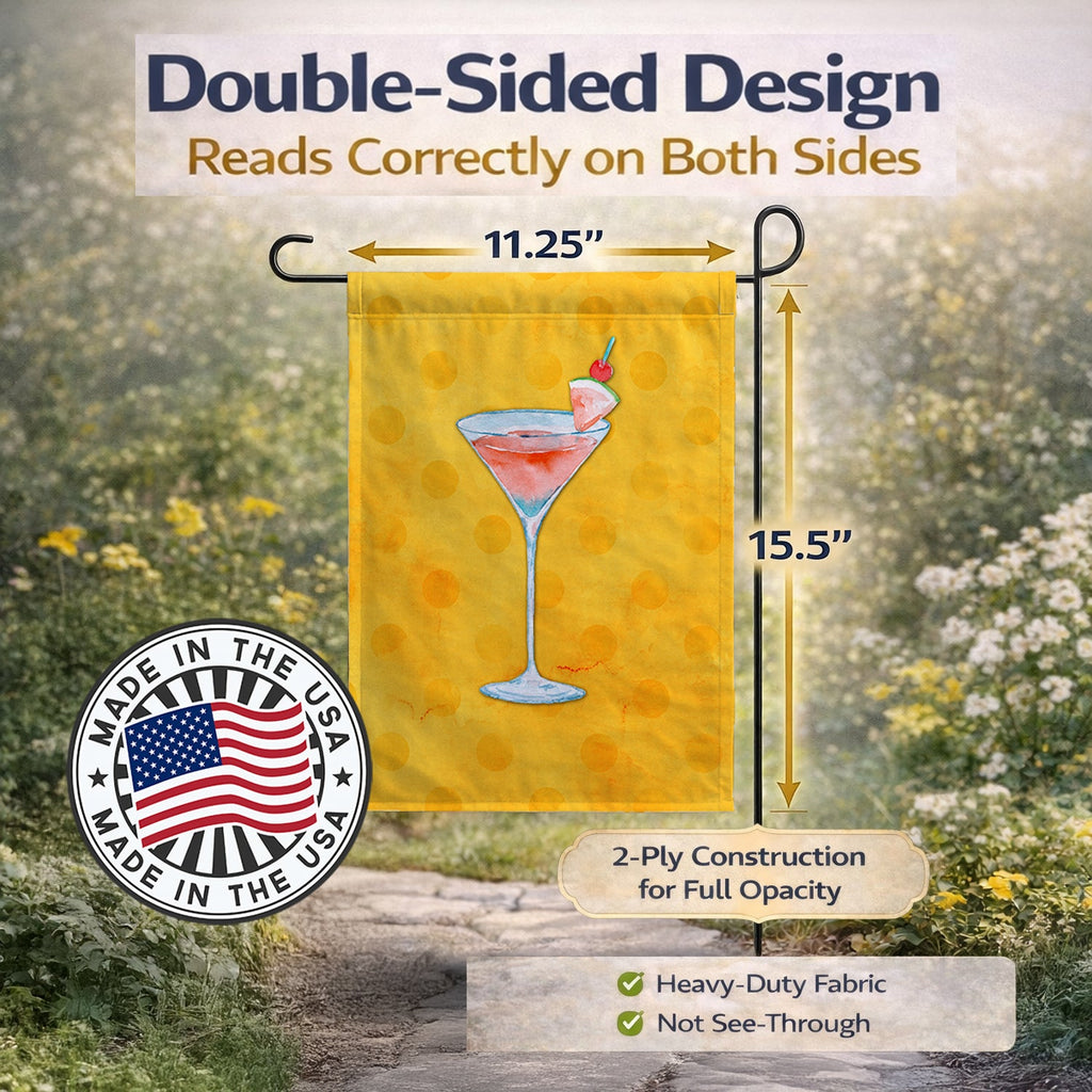 Summer Martini Yellow Polkadot Garden Flag Mailbox Decorative Yard Banner Outside Patio Artwork for Flower Beds, Garden Size, Multicolor
