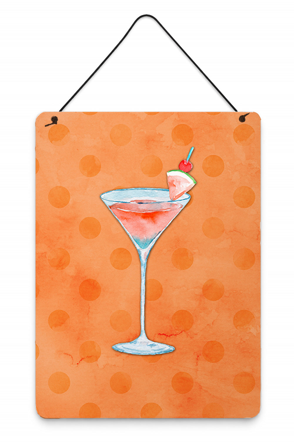 Summer Martini Orange Polkadot Wall or Door Hanging Prints Aluminum Metal Sign Kitchen Wall Bar Bathroom Plaque Home Decor Front Door Plaque, 12x16, Multicolor