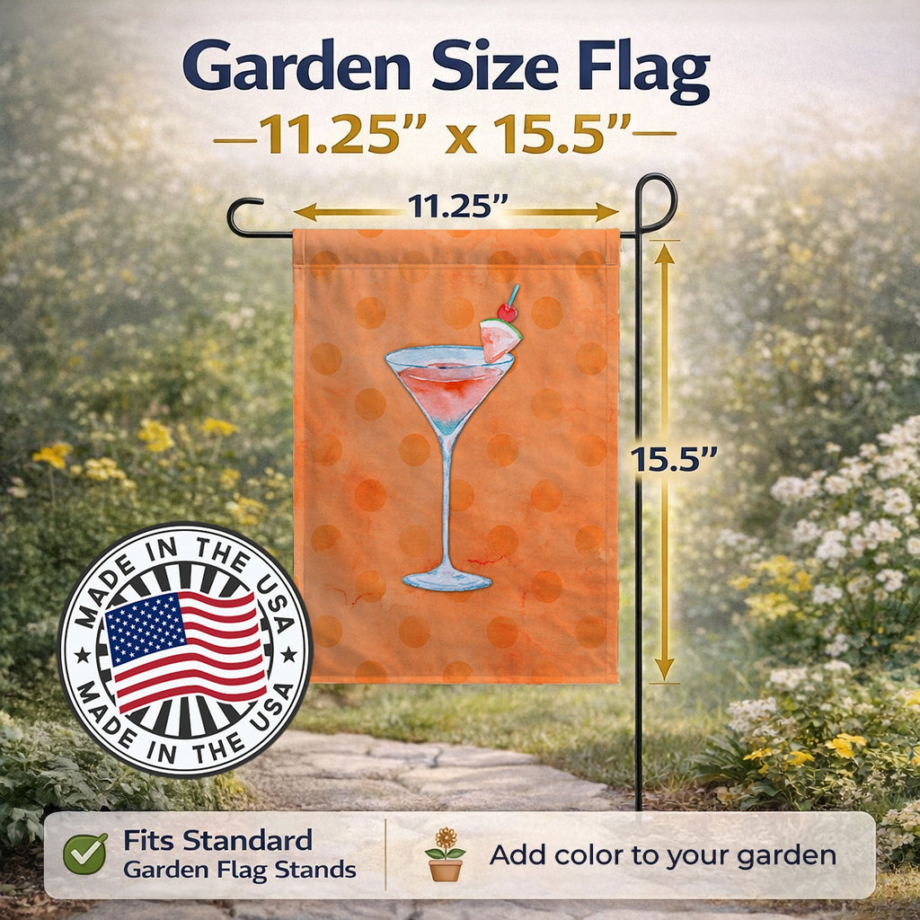 Summer Martini Orange Polkadot Garden Flag Mailbox Decorative Yard Banner Outside Patio Artwork for Flower Beds, Garden Size, Multicolor