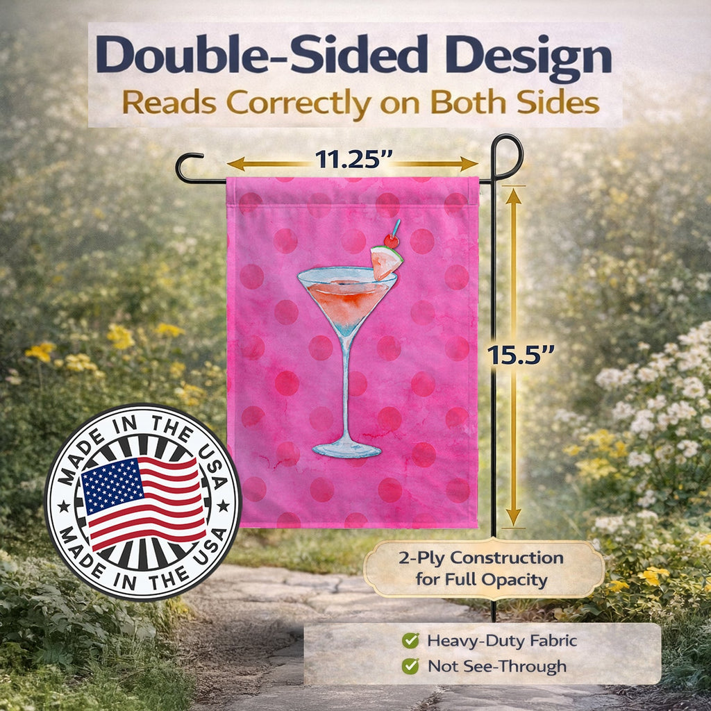 Summer Martini Pink Polkadot Garden Flag Mailbox Decorative Yard Banner Outside Patio Artwork for Flower Beds, Garden Size, Multicolor