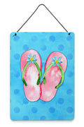 Pink Flip Flops Blue Polkadot Wall or Door Hanging Prints Aluminum Metal Sign Kitchen Wall Bar Bathroom Plaque Home Decor Front Door Plaque, 12x16, Multicolor
